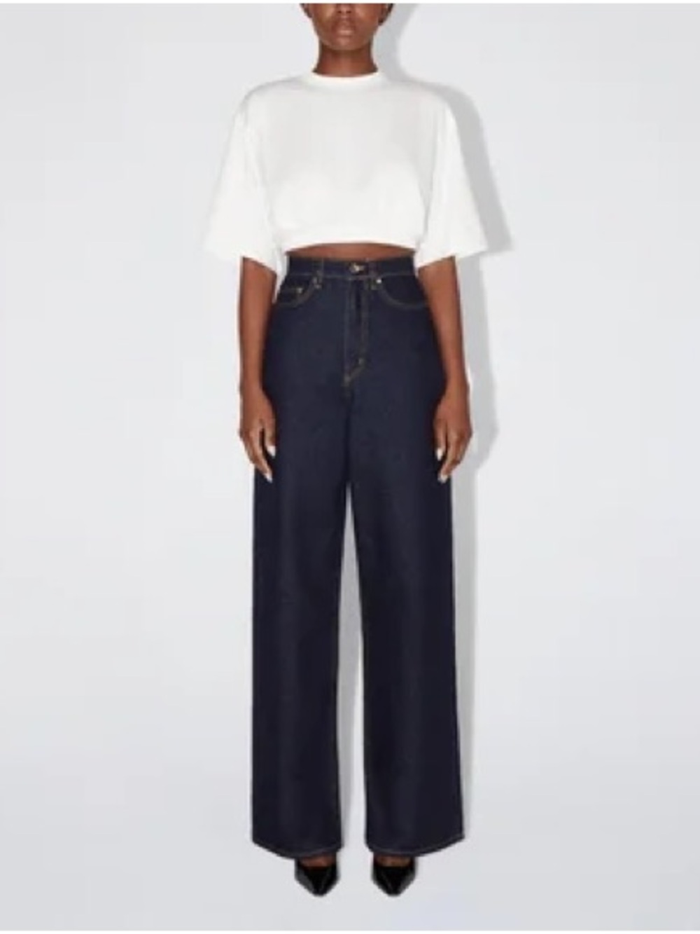 KHY Cropped Boxy Tee in White